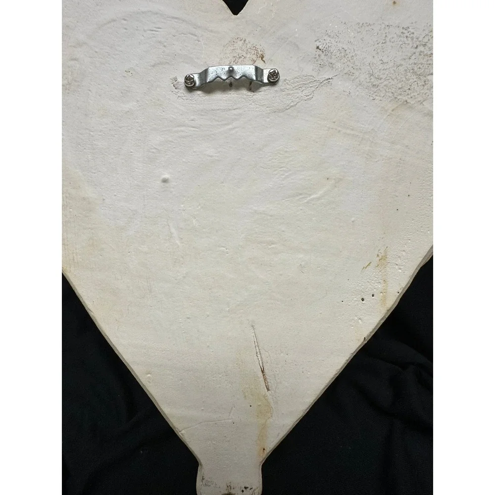 Unbranded Angel Wing Heart Wall Decor Cream Distressed Shabby Chic Plaster Art